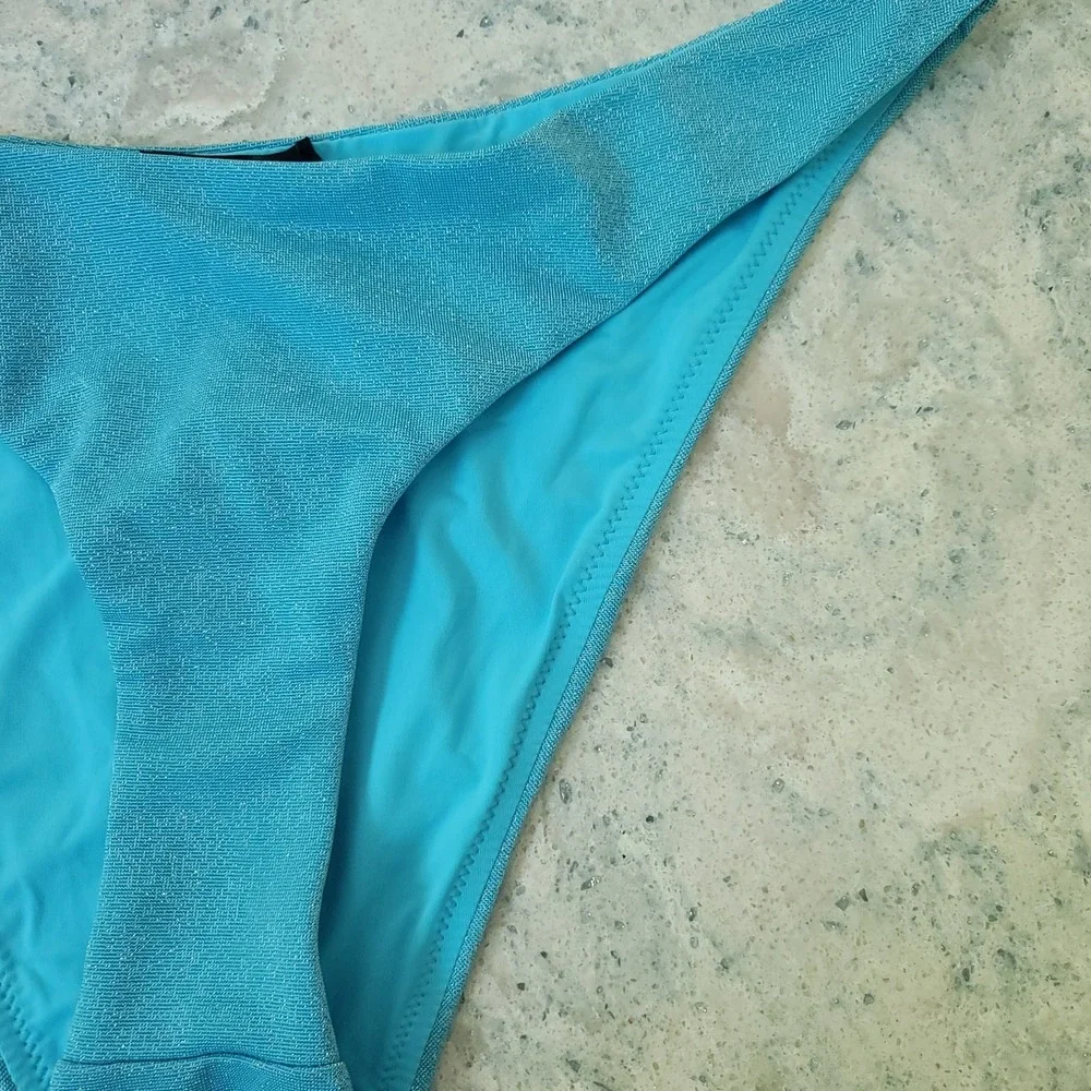 Aqua Swim Bikini Bottom Womens Medium Hipster‎ Stretch Shimmer NWT Swimwear blue